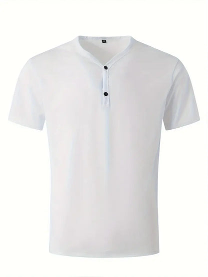 Męski Wysokiej Jakości T-Shirt z V-dekoltem z Swobodnym Krojem