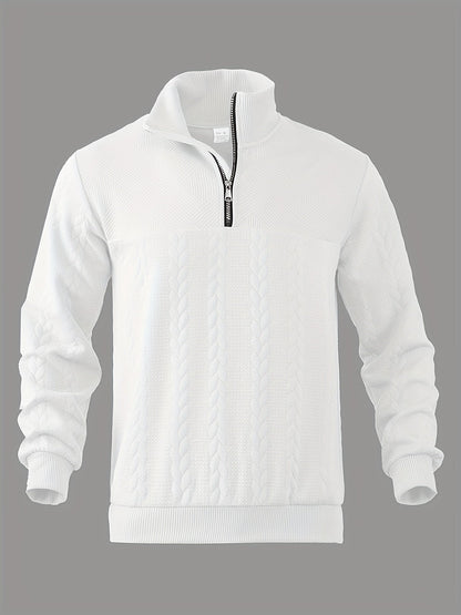 Variant image for Męski Vintage Casual Sweter z Wysokim Kołnierzem i Zamkiem-7