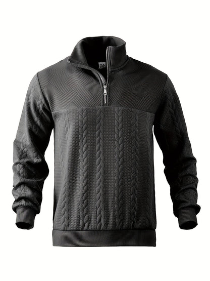 Męski Vintage Casual Sweter z Wysokim Kołnierzem i Zamkiem