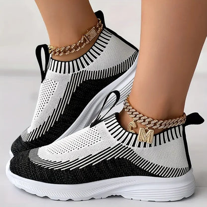 Kobiece Stylowe Oddychające Sneakersy z Okrągłym Czubkiem