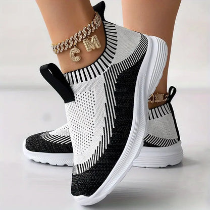 Kobiece Stylowe Oddychające Sneakersy z Okrągłym Czubkiem