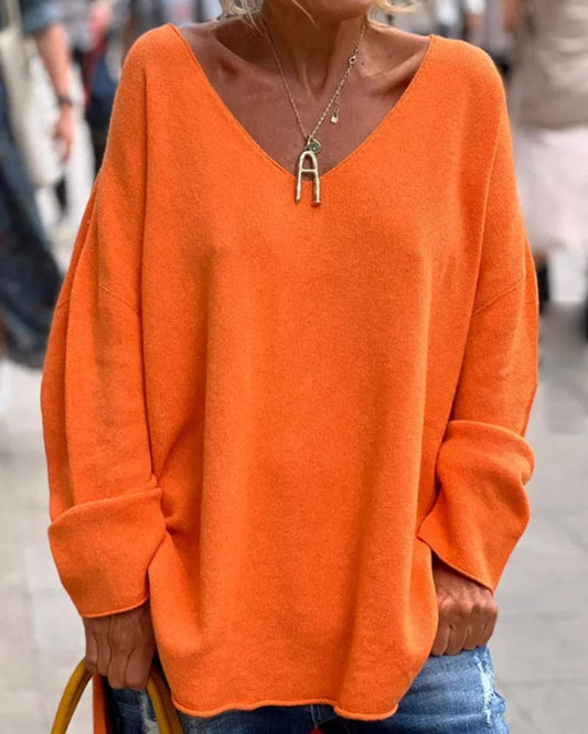 Damski Stylowy Oversized Sweter z Mieszanki Materiałów z Luźnym Fasonem