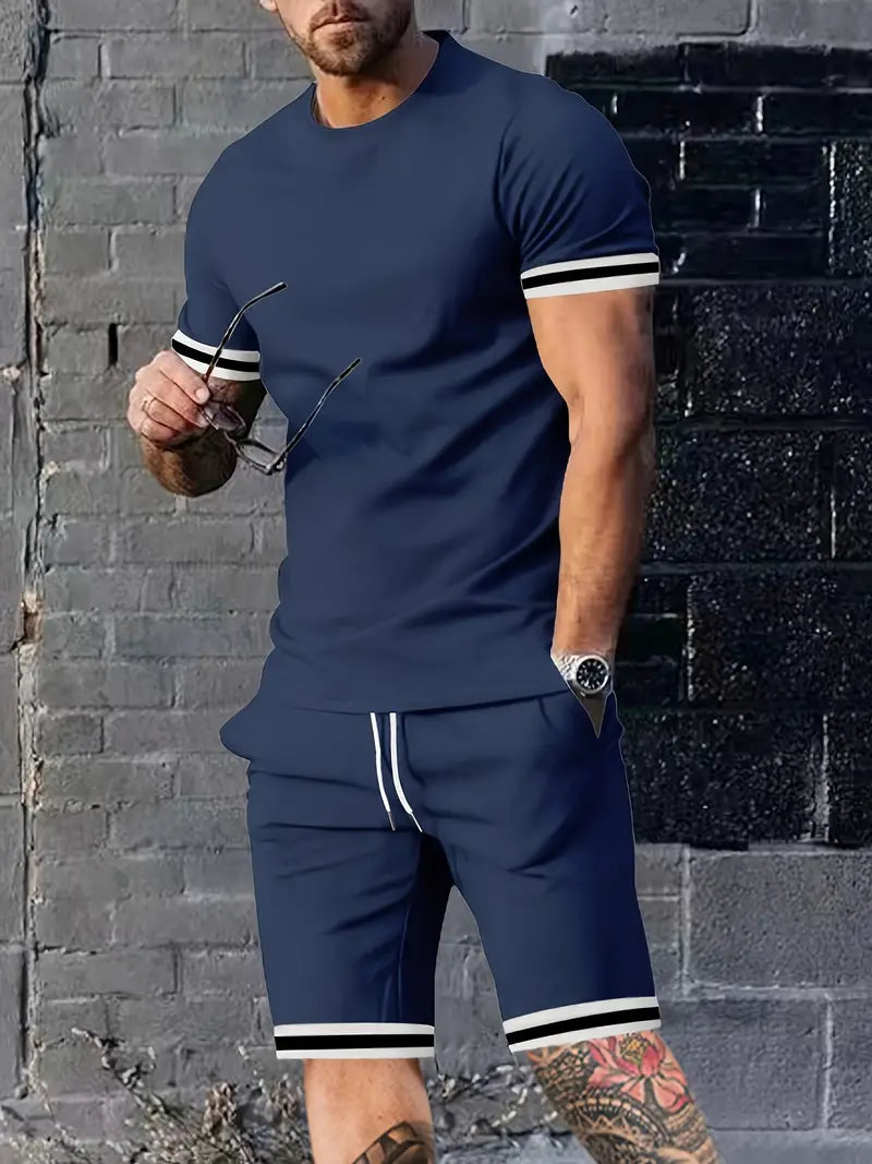 Męski Klasyczny Bawełniany T-Shirt z Krótkim Rękawem z Okrągłym Dekoltem