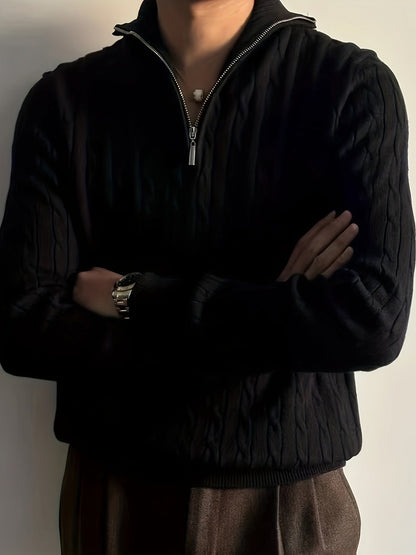 Variant image for Męski Casualowy Dzianinowy Sweter z Krawatem i Półzamkiem-1