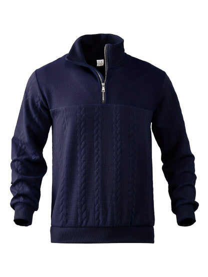 Męski Vintage Casual Sweter z Wysokim Kołnierzem i Zamkiem