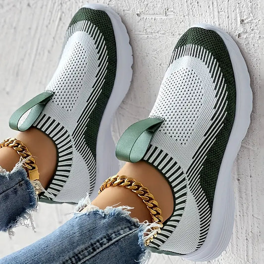 Kobiece Stylowe Oddychające Sneakersy z Okrągłym Czubkiem