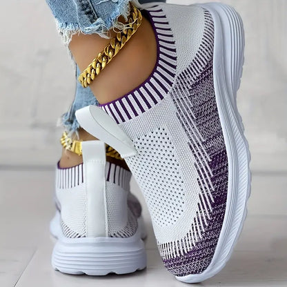 Kobiece Stylowe Oddychające Sneakersy z Okrągłym Czubkiem