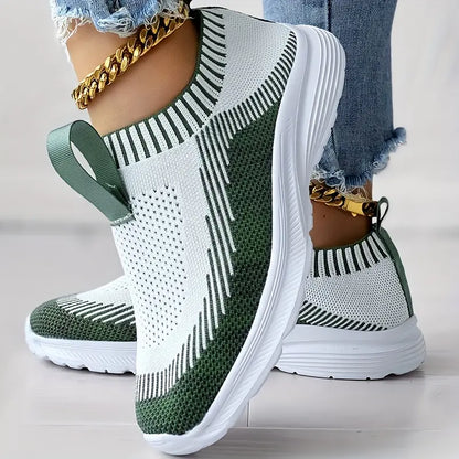 Kobiece Stylowe Oddychające Sneakersy z Okrągłym Czubkiem