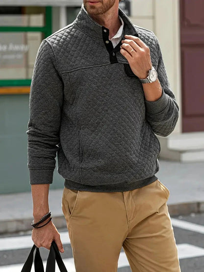 Stylowy Sweter z Guzikiem Męski | Idealny na Jesień/Zimę