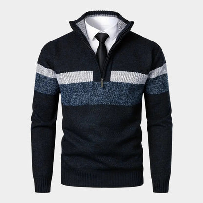 Stylowy Granatowy Sweter z Zamkiem Męski | Idealny na Jesień/Zimę
