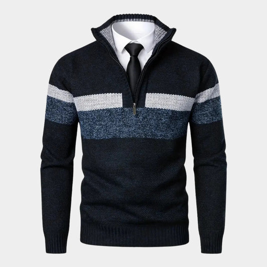 Stylowy Granatowy Sweter z Zamkiem Męski | Idealny na Jesień/Zimę