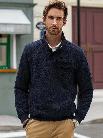 Stylowy Sweter z Guzikiem Męski | Idealny na Jesień/Zimę