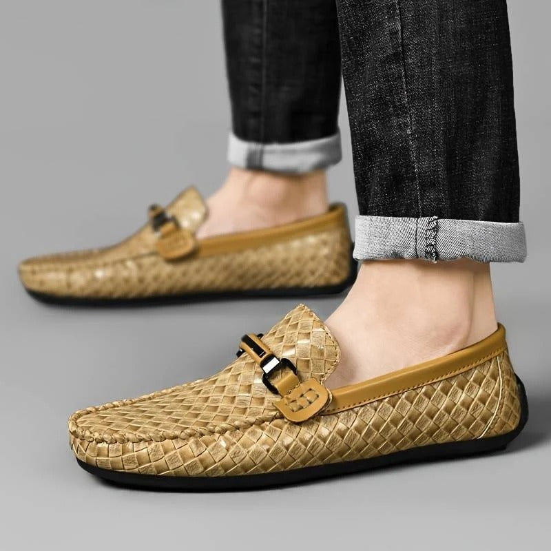 Wygodne Tkane Loafersy z Wzorem i Klamrą Męski | Idealne na Cały Rok