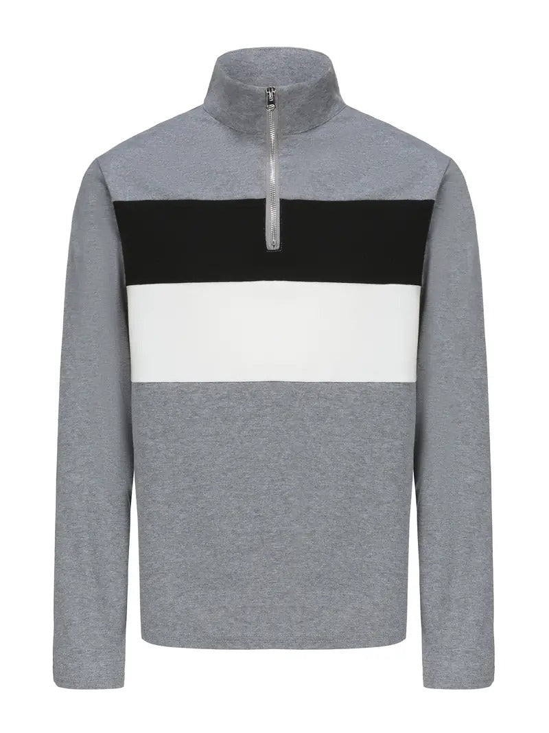 Modny Granatowy Sweter z Zamkiem Męski | Idealny na Jesień/Zimę