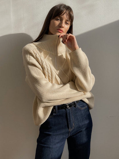 Casualowy Sweter z Wzorem Geometrycznym Damski | Idealny na Jesień/Zimę