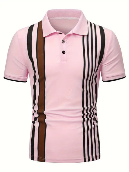 Luźna Koszulka Polo w Paski Męski | Idealna na Wiosnę/Lato