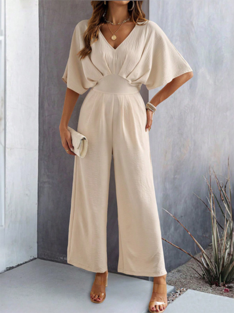 Kobiece Minimalistyczne Bawełniane Jumpsuit Damskie z Elastycznym Pasem