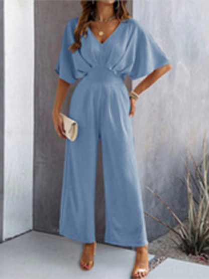 Kobiece Minimalistyczne Bawełniane Jumpsuit Damskie z Elastycznym Pasem