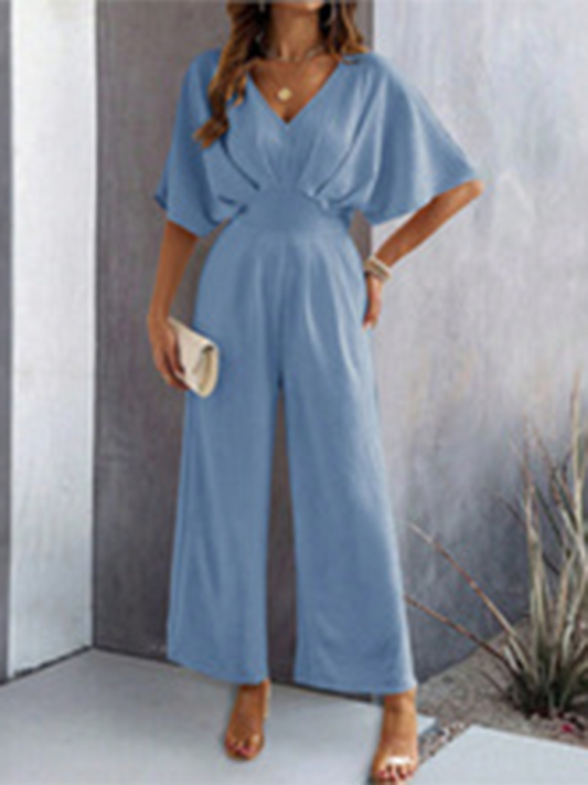 Kobiece Minimalistyczne Bawełniane Jumpsuit Damskie z Elastycznym Pasem