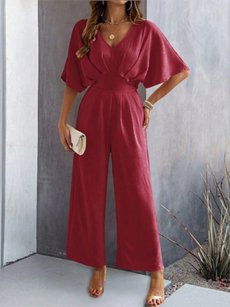 Kobiece Minimalistyczne Bawełniane Jumpsuit Damskie z Elastycznym Pasem