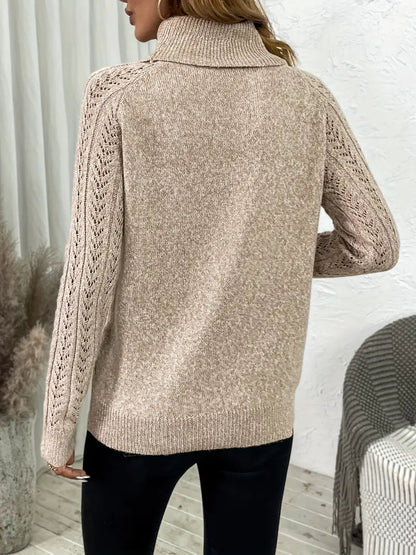 Vintage Dzianinowy Sweter z Golfem w Kolorze Morelowym Damski | Idealny na Jesień/Zimę
