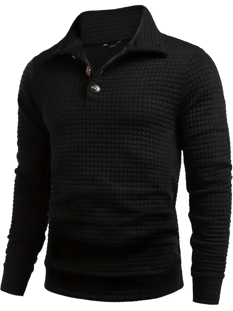 Elegancki Sweter z Wzorem Waflowym i Wysokim Kołnierzem Męski | Idealny na Jesień/Zimę