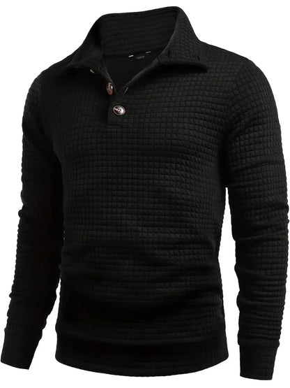 Elegancki Sweter z Wzorem Waflowym i Wysokim Kołnierzem Męski | Idealny na Jesień/Zimę
