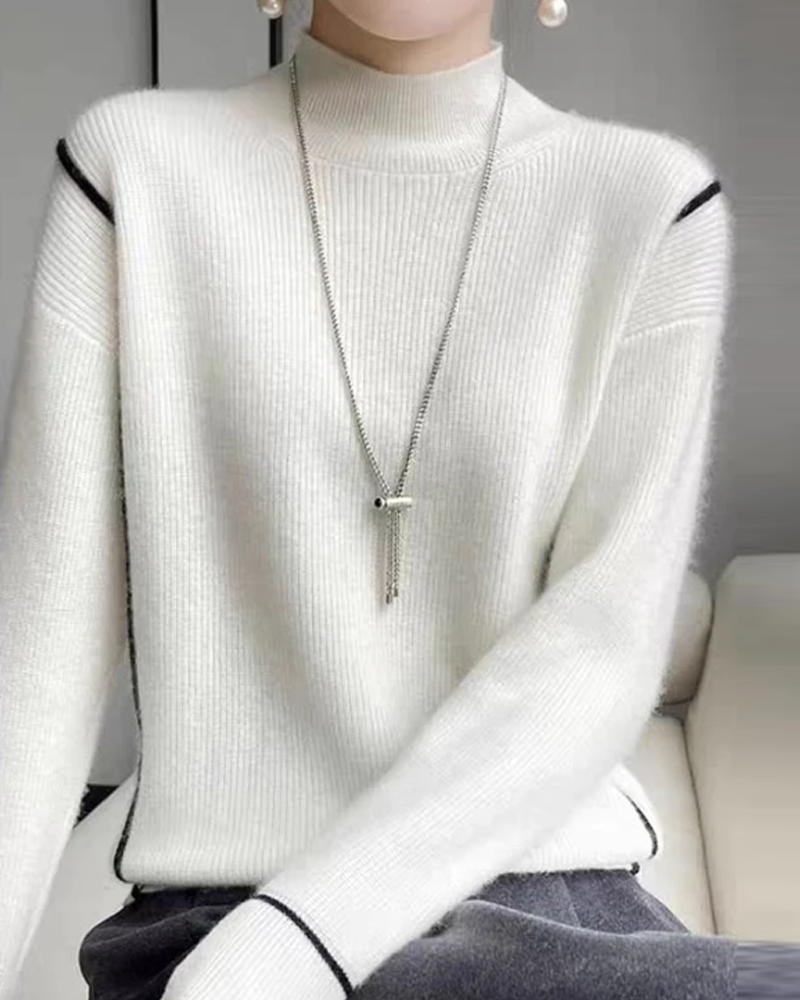 Elegancki Biały Sweter z Golfem Damski | Idealny na Jesień/Zimę