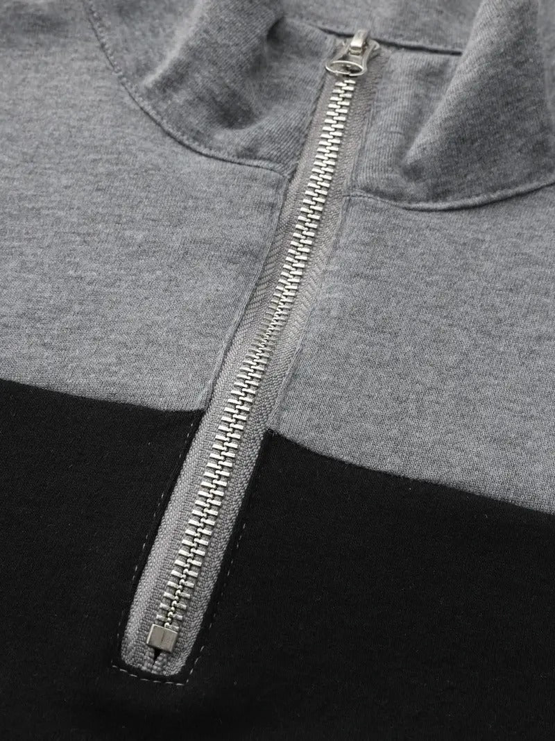 Modny Granatowy Sweter z Zamkiem Męski | Idealny na Jesień/Zimę