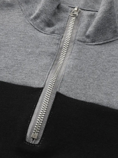 Modny Granatowy Sweter z Zamkiem Męski | Idealny na Jesień/Zimę