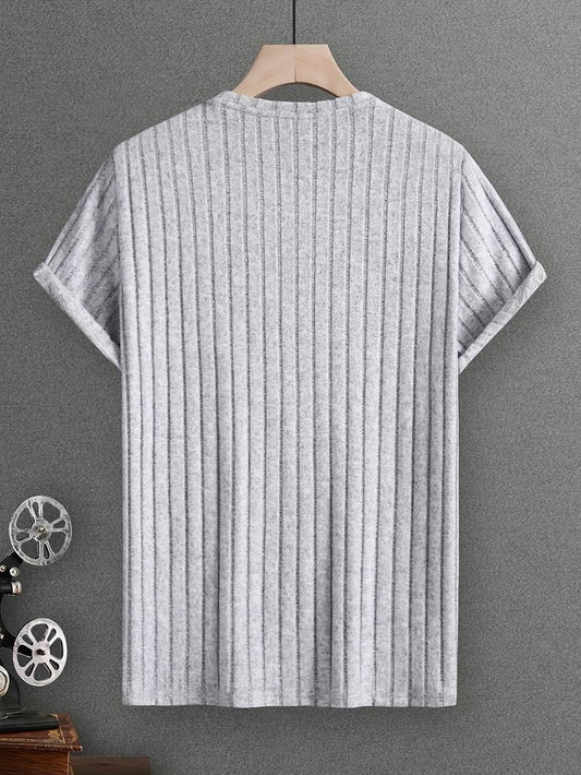 T-Shirt z Okrągłym Dekoltem i Podwijanymi Rękawami Męski | Idealny na Wiosnę/Lato