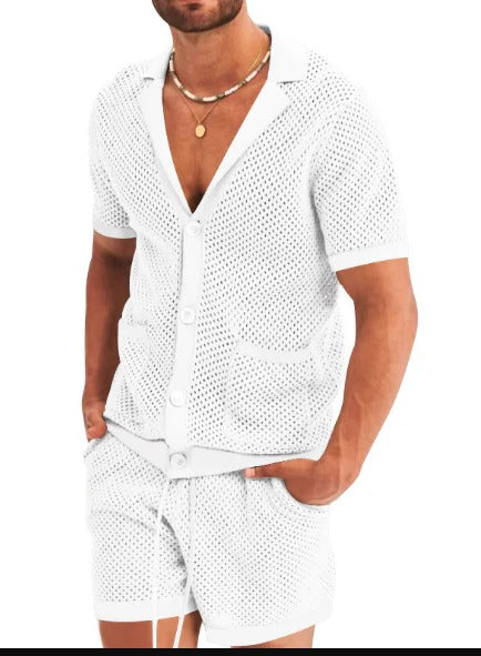 Casualowy T-shirt z Krótkim Rękawem i Szorty z Troczkiem Męski | Idealne na Wiosnę/Lato