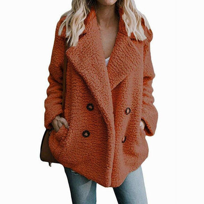 Trendy Kurtka Zimowa z Polaru z Guzikami i Klapami Damski | Idealna na Jesień/Zimę