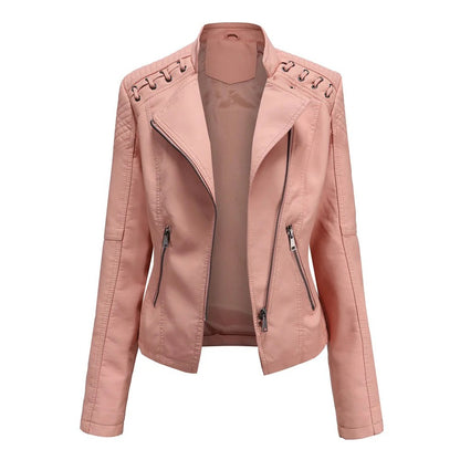 Slim-Fit Kurtka Z Eko-Skóry Z Przeszyciami Damski | Idealna na Jesień/Zimę