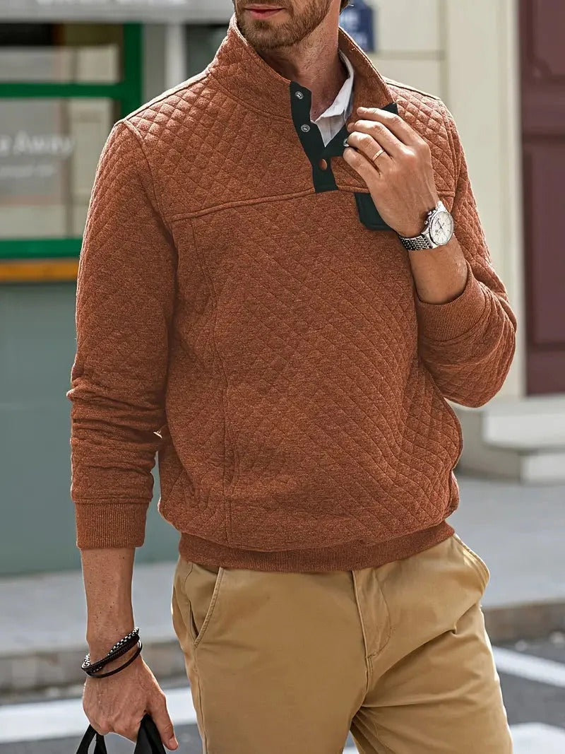 Stylowy Sweter z Guzikiem Męski | Idealny na Jesień/Zimę