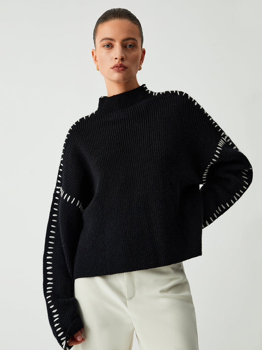 Modny Czarny Ponadwymiarowy Sweter Damski | Idealny na Jesień/Zimę