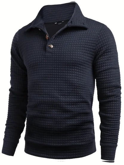 Elegancki Sweter z Wzorem Waflowym i Wysokim Kołnierzem Męski | Idealny na Jesień/Zimę