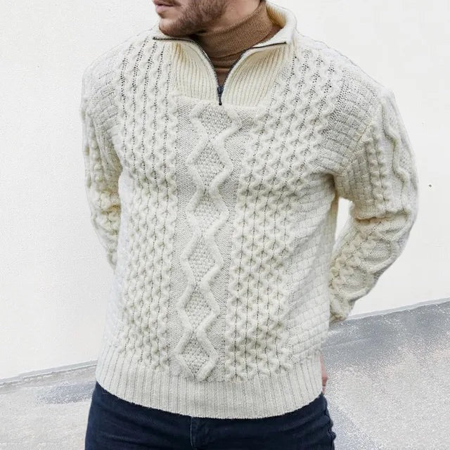 Dzianinowy Sweter z Zamkiem Męski | Idealny na Jesień/Zimę
