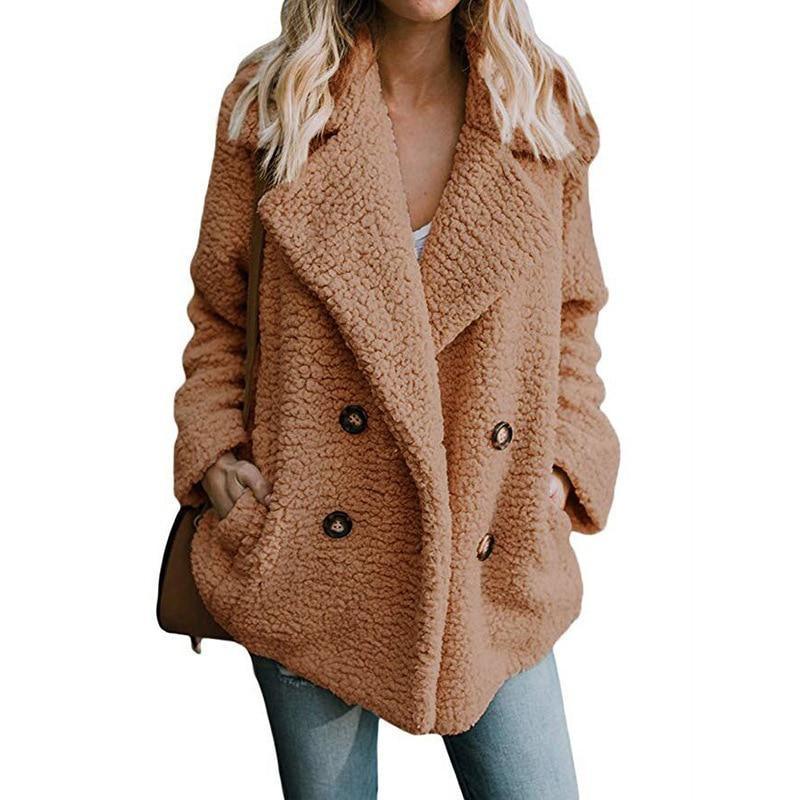 Trendy Kurtka Zimowa z Polaru z Guzikami i Klapami Damski | Idealna na Jesień/Zimę