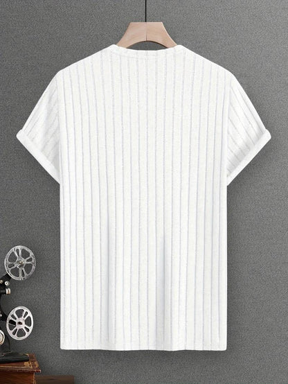 T-Shirt z Okrągłym Dekoltem i Podwijanymi Rękawami Męski | Idealny na Wiosnę/Lato