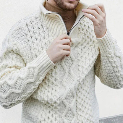Dzianinowy Sweter z Zamkiem Męski | Idealny na Jesień/Zimę