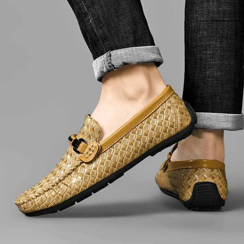 Wygodne Tkane Loafersy z Wzorem i Klamrą Męski | Idealne na Cały Rok