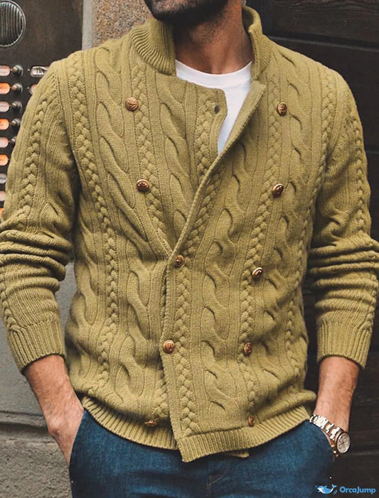 Męski Nowoczesny Ribbed Sweter z Długim Rękawem z Miękkiego Materiału
