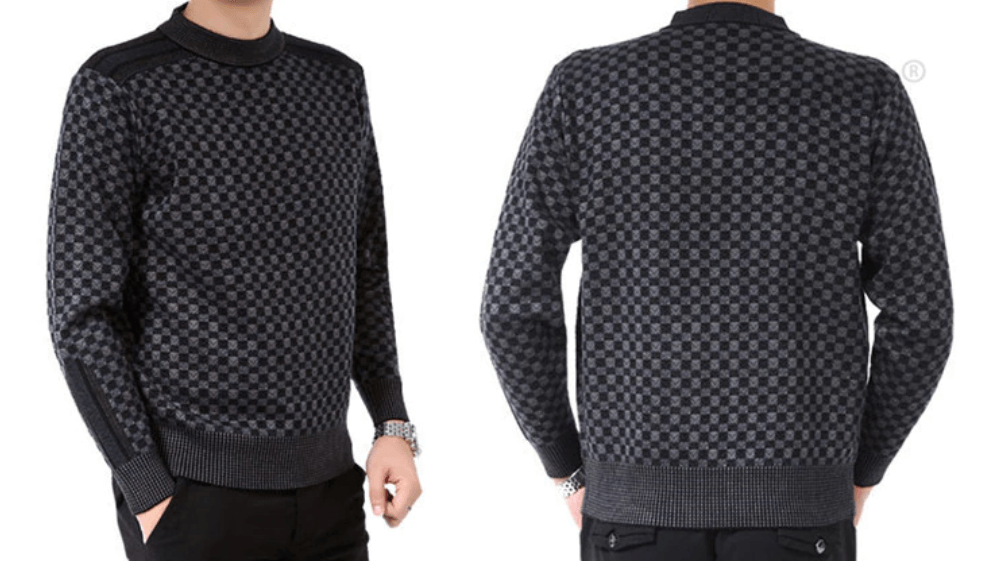 Elegancki Sweter Fleece w Kratę Męski | Idealny na Jesień/Zimę