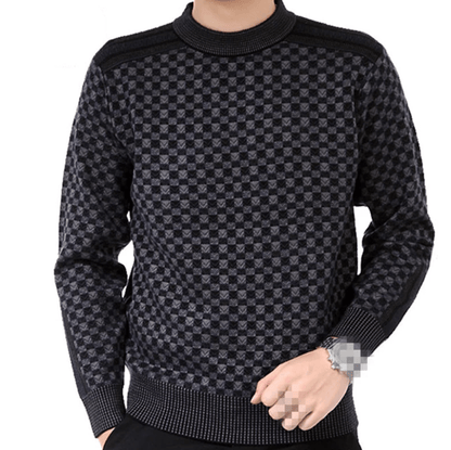 Elegancki Sweter Fleece w Kratę Męski | Idealny na Jesień/Zimę