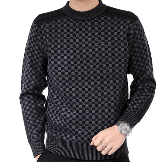 Elegancki Sweter Fleece w Kratę Męski | Idealny na Jesień/Zimę