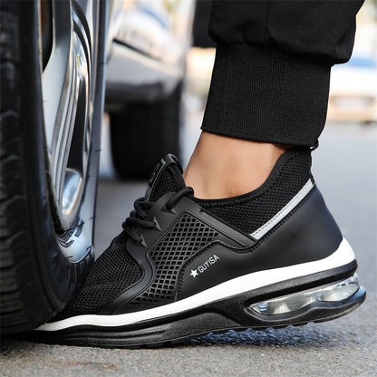 Męskie Wygodne Syntetyczne Buty Robocze z Stalowym Noskiem z Ergonomiczną Konstrukcją
