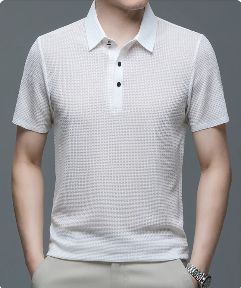 Regularny T-Shirt Geometryczny Z Kołnierzykiem  Męski | Idealne na lato