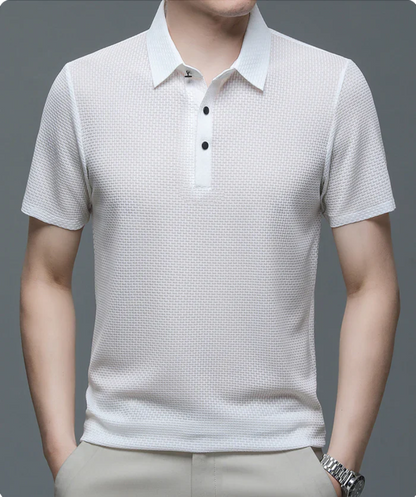Regularny T-Shirt Geometryczny Z Kołnierzykiem  Męski | Idealne na lato