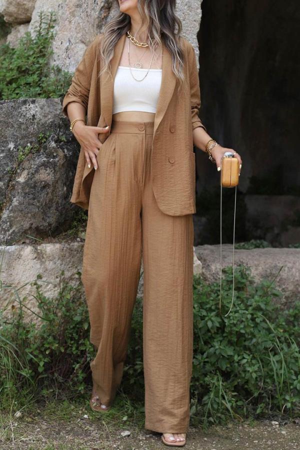 Kobiety Stylowy Wysokiej Jakości Zestaw Casualowy z Luźnym Topem i Spodniami Bootcut